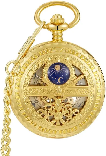 MY OWN STYLE Luksusowy zegar mechaniczny Vintage Man zegarek kieszonkowy z łańcuszkiem Steampunk szkieletowe zegarki na talię dla mężczyzn wisiorek