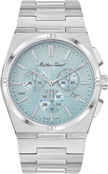 Mathey-Tissot Zeus Chrono Stal nierdzewna Niebieska tarcza Kwarcowy zegarek męski H118CHSK