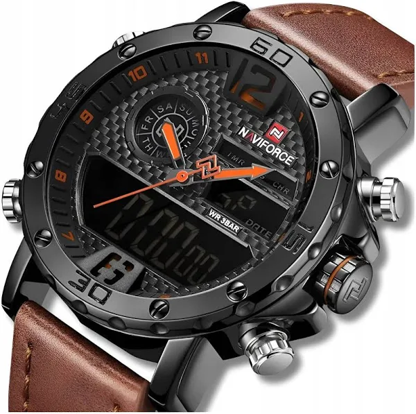 Zegarek Męski Elegancki Klasyczny Skórzany Pasek Stoper Datownik Alarm