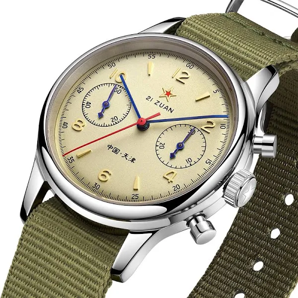 40mm chiński 1963 Pilot lotniczy mechaniczny chronograf oryginalny St1901 ruch zegarki dla mężczyzn