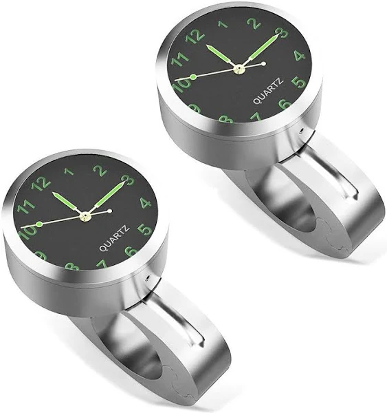 2x zegar na kierownicę motocyklowy zegar analogowy Craftride z uchwytem na kierownicę LK1 srebrny zestaw ekonomiczny