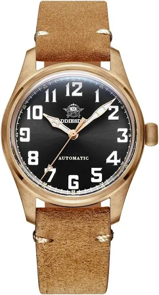 ADDIESDIVE Brązowy zegarek męski zegarek lotniczy męski analogowy zegarek automatyczny zegarek męski AD2114