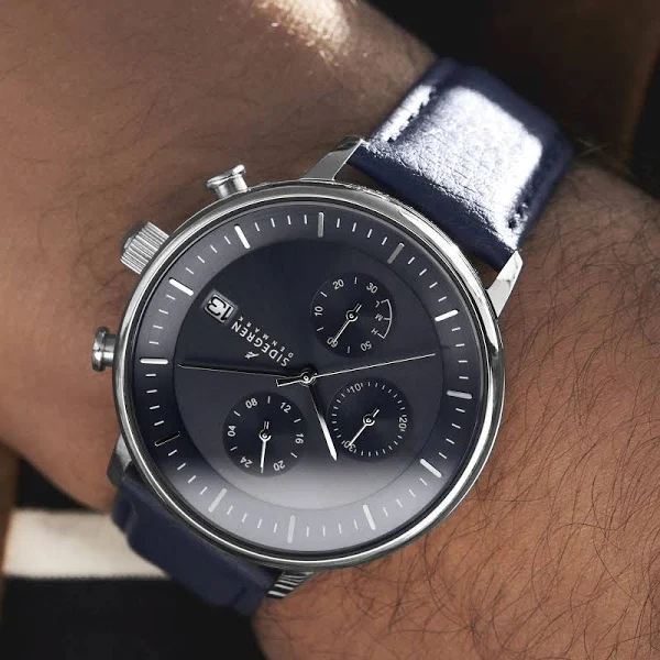 Sidegren Solis Niebieski zegarek z chronografem zasilany energią słoneczną