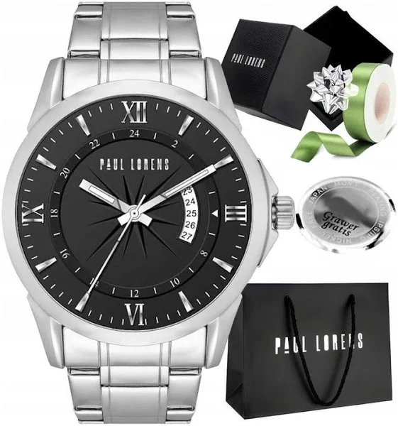 Zegarek męski Paul Lorens z Datownikiem Bransoleta +grawer