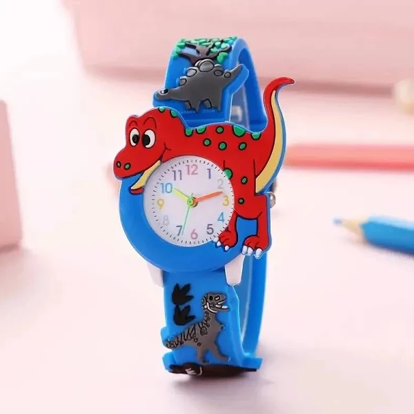 dziecięcy silikonowy zegarek kwarcowy 3D z dinozaurem dla dzieci