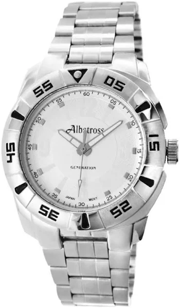 SAXO Srebrny męski zegarek z bransoletą Albatross ABD189-2