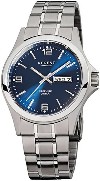 Regent Zegarek Męski srebrny Elegancki Zegarek kwarcowy Zegarek
