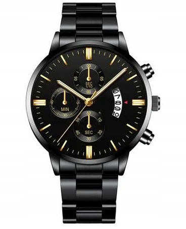 Zegarek Męski Z Bransoletką Stalowy Czarny 427