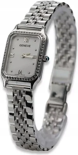 Damski zegarek z białego złota 14k z Brylantami 0.25ct Geneve lwd055wdw