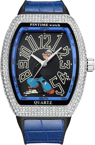 Moda męska Moissanite diamentowy zegarek lśniący Iced Out kwarcowy analogowy wodoodporny zegarek na