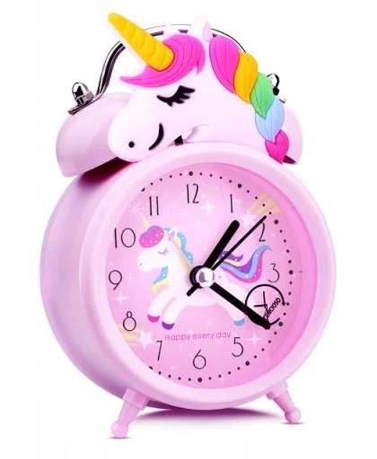 Midex Różowy budzik dla dziecka zegar jednorożec