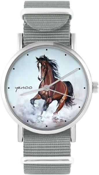 zegarek yenoo koń brązowy szary