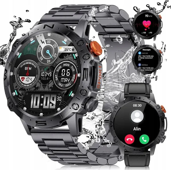 Smartwatch Zegarek Męski Latarka Rozmowy Sms Pomiary IP67 400MAH Pl