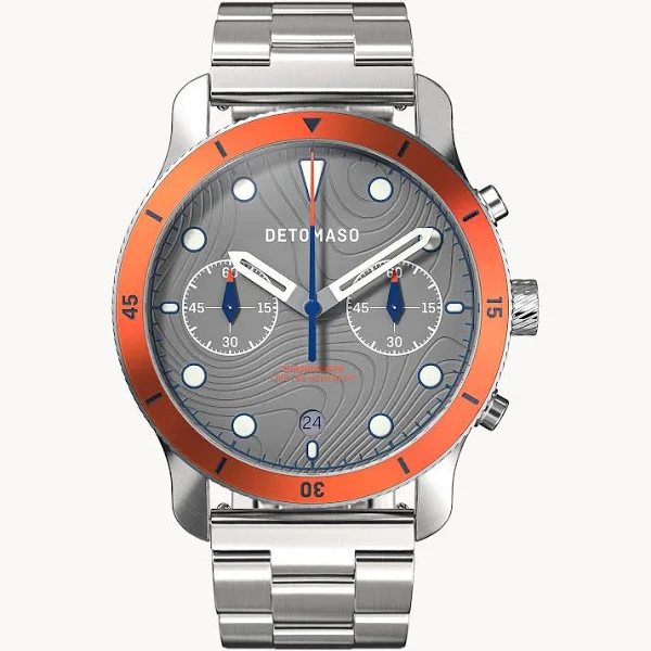 Zegarek męski Pomarańczowo-szary Chronograf obudowa ze stali chirurgicznej