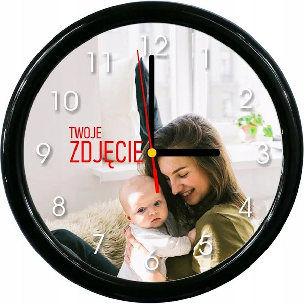 Zegar Reklamowy Ścienny Z Twoim Zdjęciem Logo Wzór Gadżet Biurowy