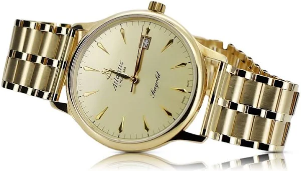 Złoty zegarek Atlantic 14k 585 z bransoletą męski mw003y&mbw007y