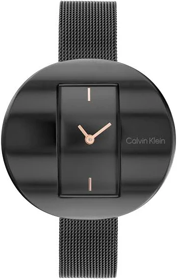 Calvin Klein Analogowy zegarek kwarcowy dla kobiet ze srebrnymi bransoletkami z siatki ze stali nierdzewnej