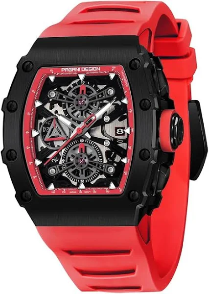 Zegarek Męski Pagani Czerwony Kwarcowy Szkiełko Szafirowe Analogowy