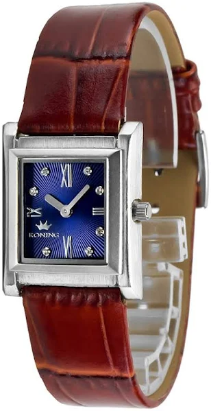 Mały Zegarek Damski KONING Diamante Na Skórzanym Pasku