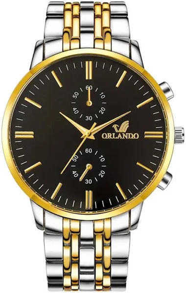 ORLANDO modne męskie zegarki nowy zegarek kwarcowy męski srebrny pozłacany zegarek na rękę ze stali