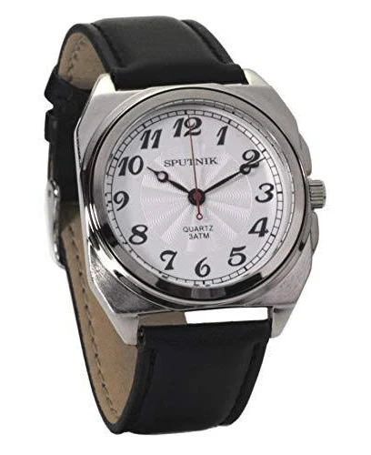 Sputnik Męski analogowy rosyjski zegarek na rękę z japońskim mechanizmem kwarcowym