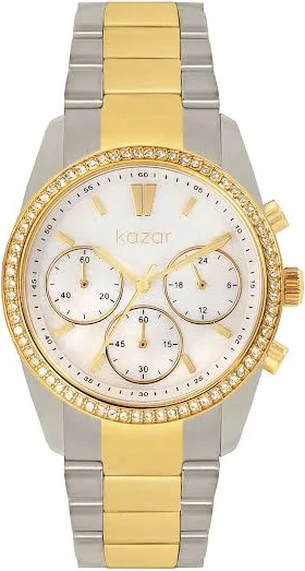 Srebrno-złoty zegarek z kryształkami