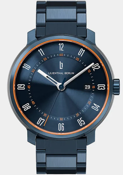 Lilienthal Zegarek Automatyczny Męski Niebiesko/Pomarańczowy Metalowy pasek