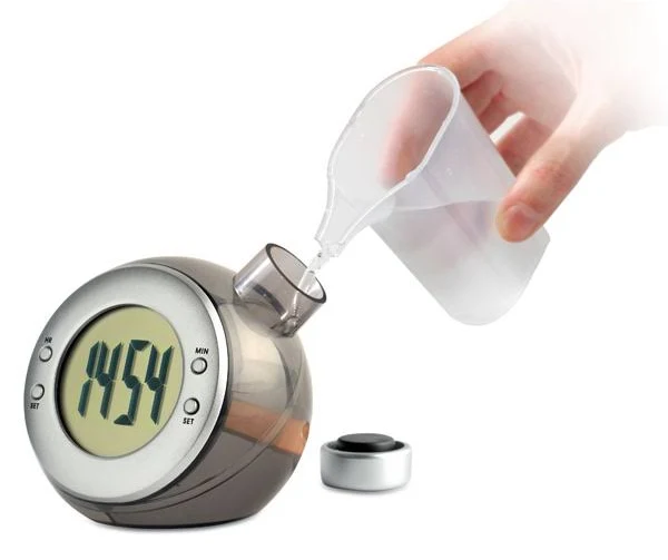 Wodny zegar biurkowy droppy upominkarnia Srebrny