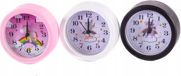 Okrągły Zegar Z Budzikiem Jednorożec Różne