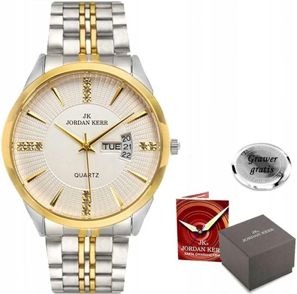 Luksusowy duży damski Zegarek Jordan Kerr L1061 Datownik