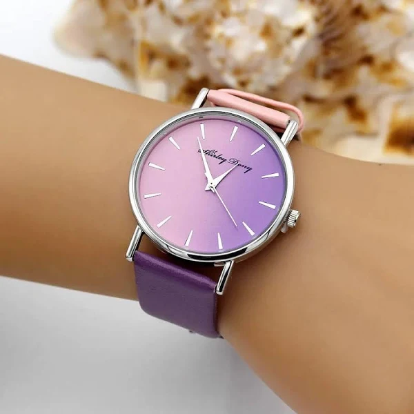 Watches Nowe damskie zegarki na co dzień gradientowe 2-kolorowe zegarki z paskiem do zegarków luksusowe zegarki damskie damskie zegarki kwarcowe Fe...