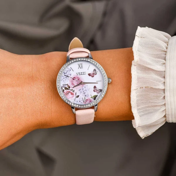 Zegarek kwiaty srebrny B506972S06