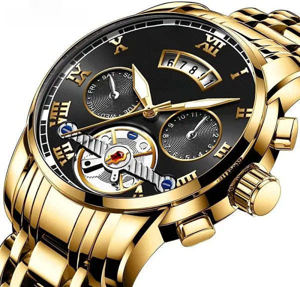 Rzymskie cyfry zegarki sportowe dla mężczyzn luksusowy fajny zegarek kwarcowy ze stali nierdzewnej