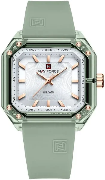 NAVIFORCE zegarek damski kwadratowy kwarcowy pasek silikonowy zegarki na rękę zegarki studenckie dla kobiet