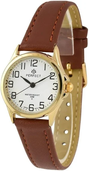 Zegarek damski na rękę pasek skórzany brązowo-złoty Perfect 273