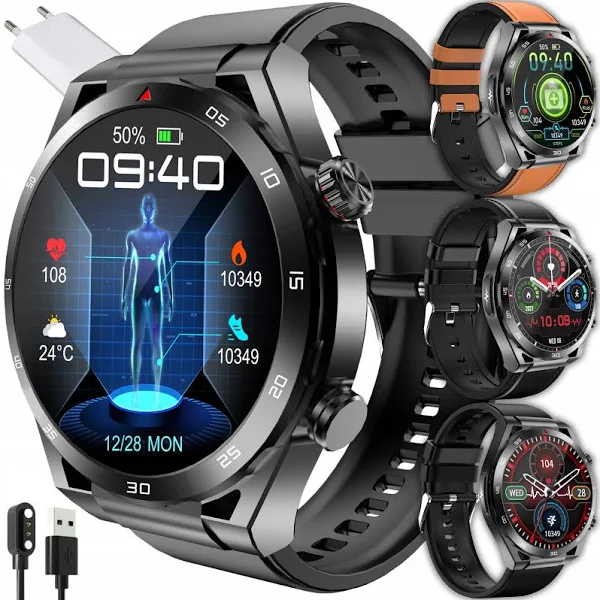 Smartwatch zegarek męski glukoza pomiar cukru ekg ciśnienie menu polskie