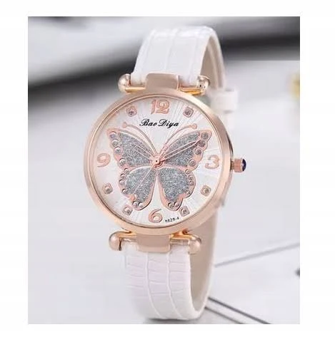 Zegarek Młodzieżowy Z Motylem Z Paskiem Złoty Biały 994