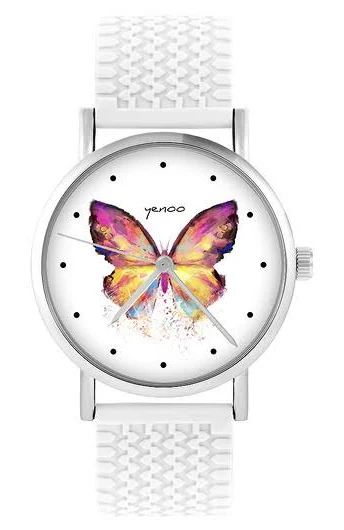 Zegarek - Motyl - silikonowy, biały