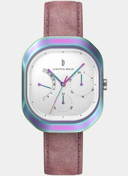 Klasyczny Multifunkcyjny Zegarek Damski Tęcza Prostokątna koperta ze stali chirurgicznej