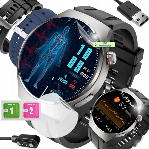 Smartwatch Kardio Watch Rozmowy Pomiar Cukru We Krwi +temperatura