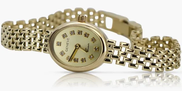 Prześliczny 14k złoty damski zegarek Geneve lw016y