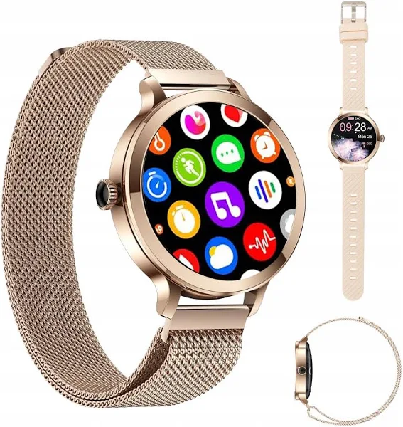 Smartwatch Damski Wodoodporny Z Funkcją Telefonu Ekran Dotykowy Hd Amoled