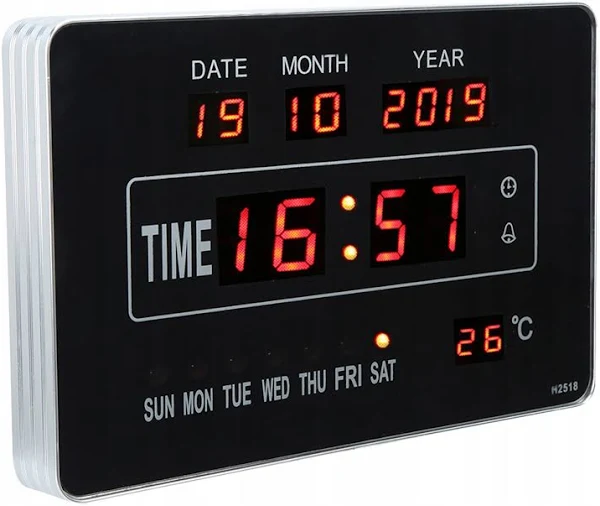 Zegar Cyfrowy Ścienny Led Duży Elektroniczny Data Temperatur