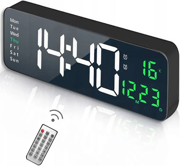 Zegar Ścienny Duży Elektroniczny Led Z Pilotem