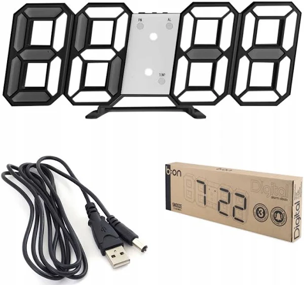 Iso Trade Zegar Elektroniczny Led Budzik Termometr Cyfrowy z Alarmem Temperatura Data