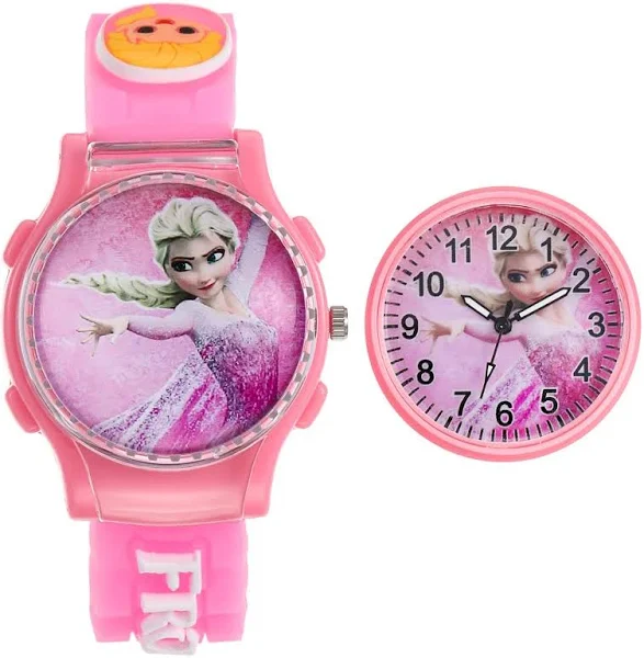 Disney księżniczka elza dzieci zegarki dla dziewczynek pasek silikonowy Flap mrożone dzieci zegarek