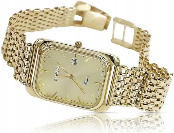 Złoty zegarek męski 14k 585 Geneve mw001ydw&mbw004y