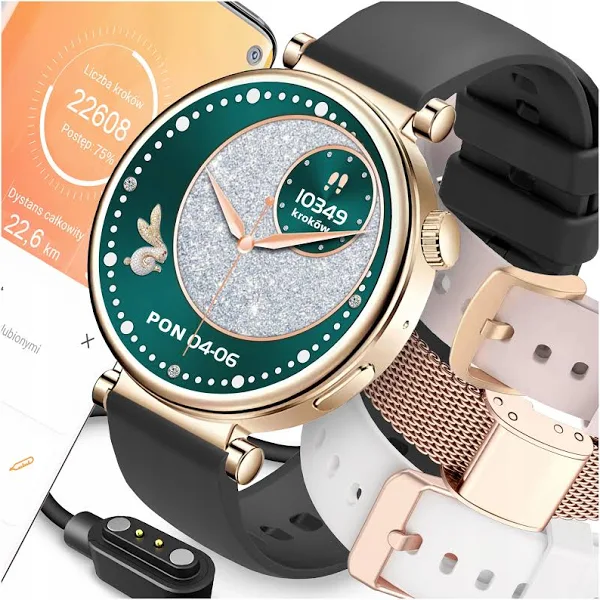 Smartwatch Zegarek Damski Polskie Menu Rozmowy Powiadomienia Sport 4 Paski