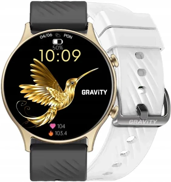 Zegarek Damski Smartwatch Gravity Z Połączeniami Krokomierzem Muzyką Pulsem