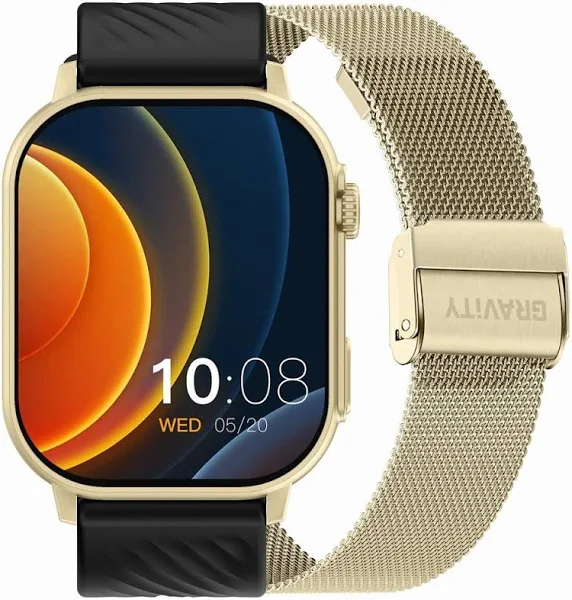 Smartwatch Gravity GT15-6 Czarny Pasek Silikonowy + Złota Bransoleta